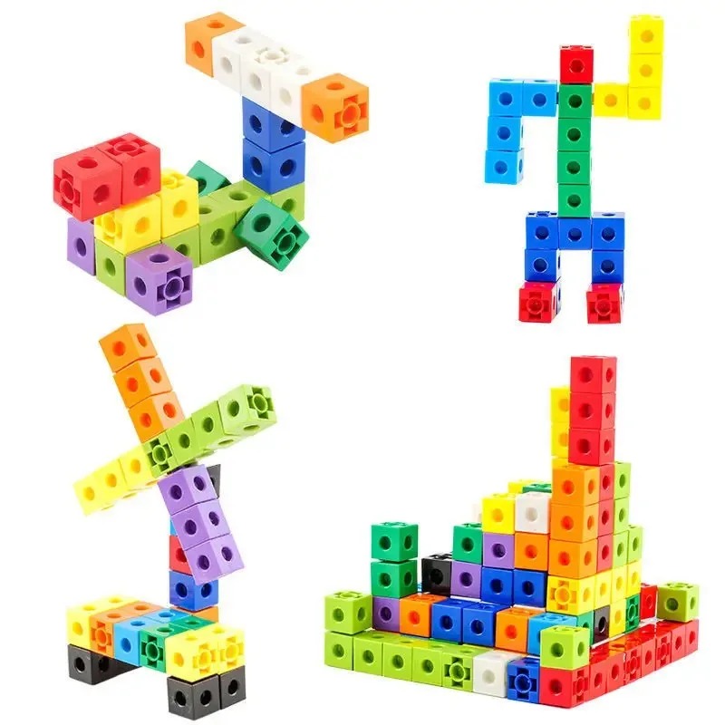Math Manipulative Set - 100PCS Set Kubus Penghubung Alat Bantu