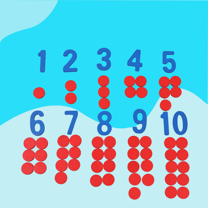 Math Manipulative Set - Kartu Kognitif Montessori Kayu Anak-anak Mainan