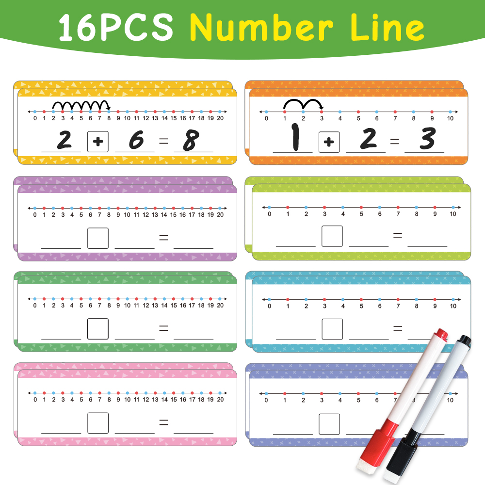 Math Manipulative Set - 16 buah pendidikan kartu baris nomor