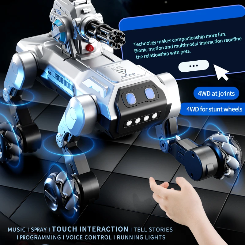 Coding Robot Toy - Robot Anjing Pintar 8WD, Kontrol Suara
