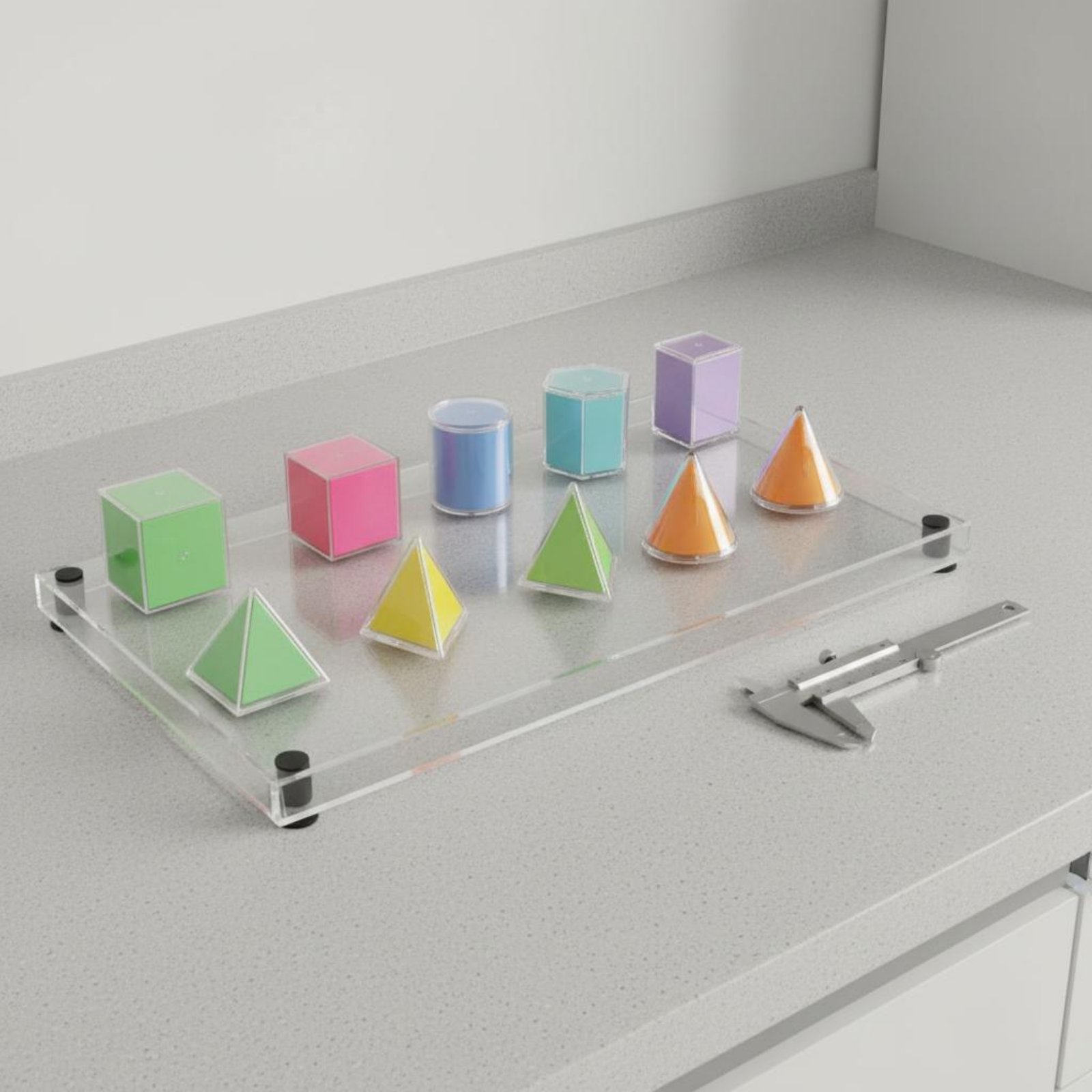 Math Manipulative Set - 8 Buah Model Geometri Transparan untuk