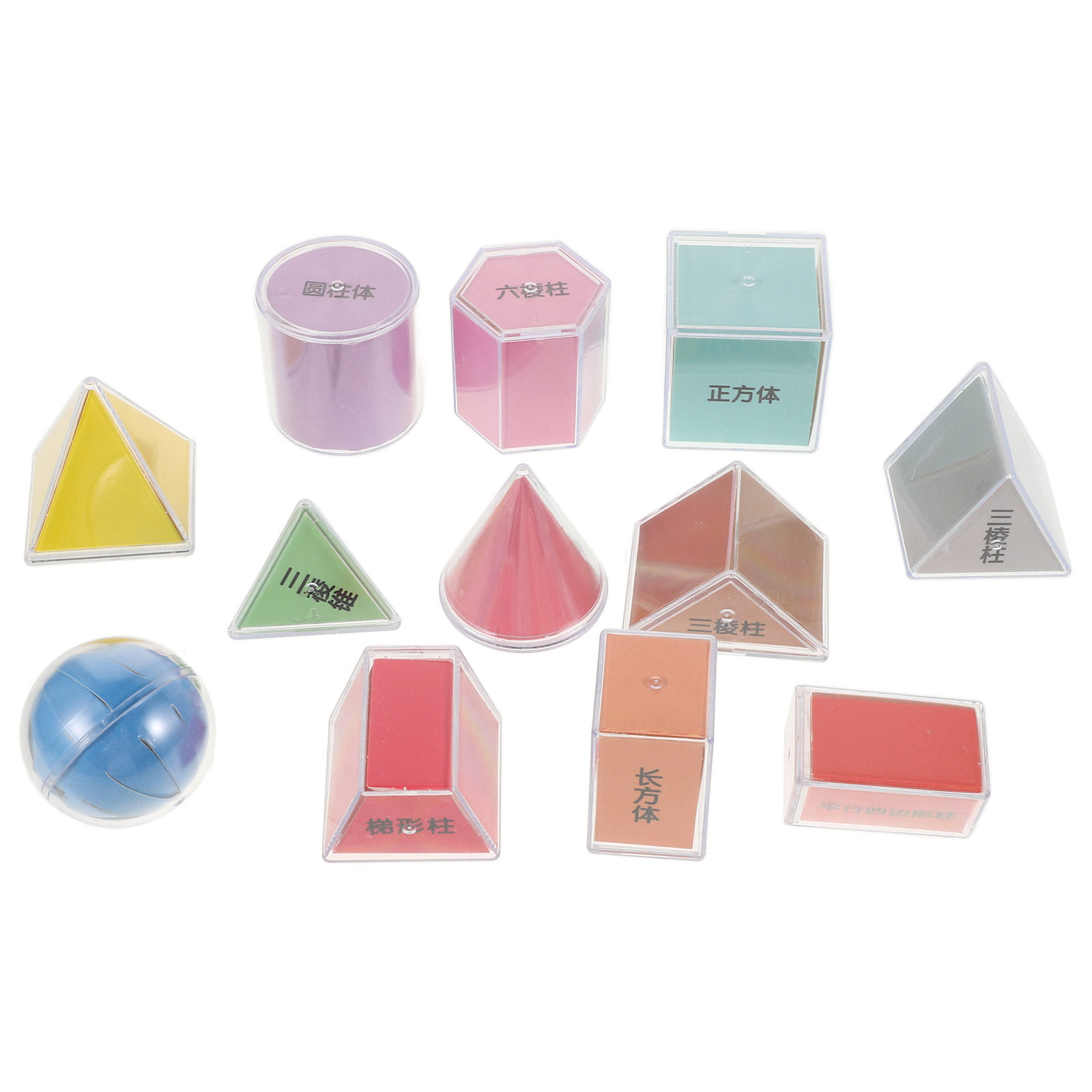 Math Manipulative Set - 8Pcs Set Benda Geometris Berwarna-warni Plastik