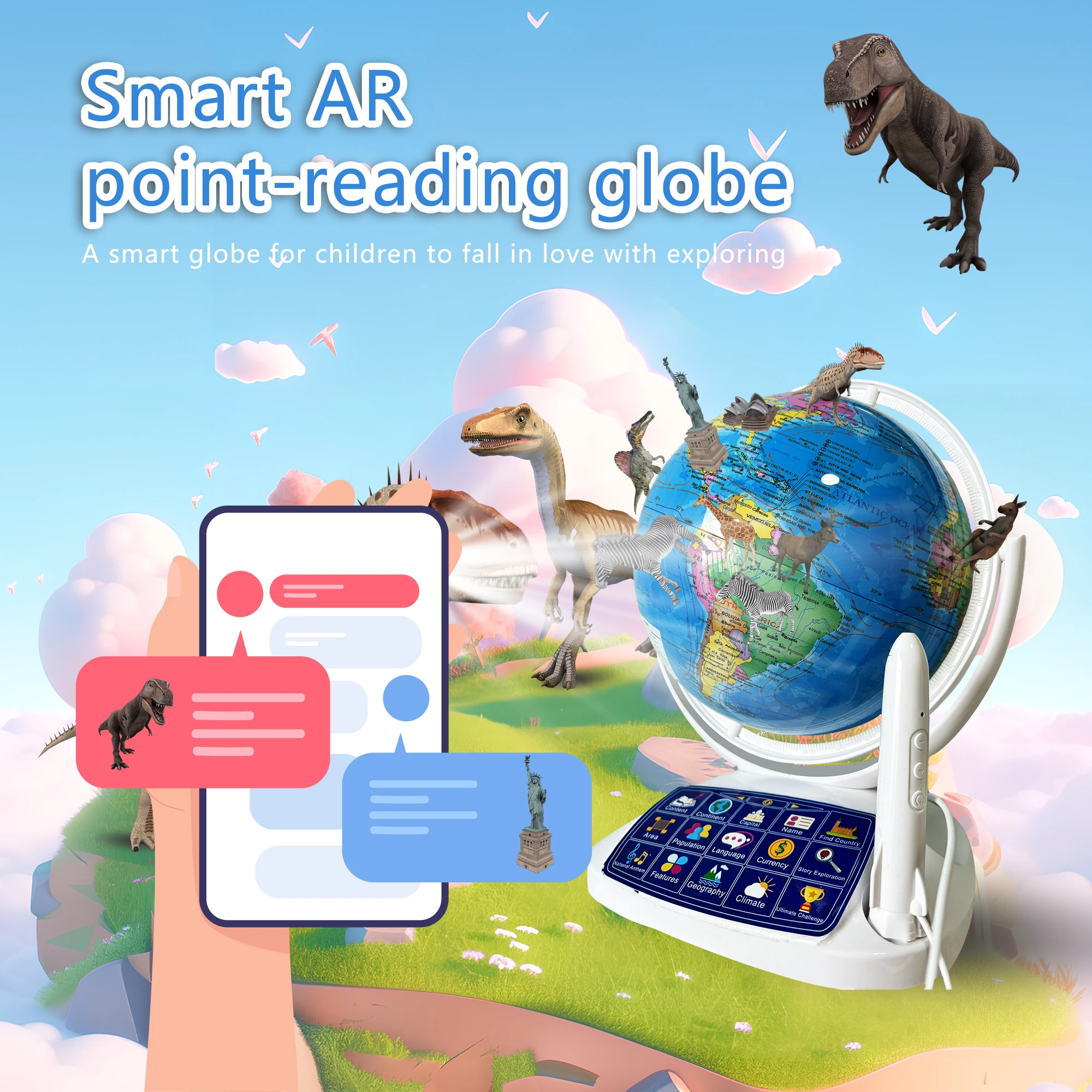 Globe Interactive Light - Bola Dunia Interaktif AR untuk Anak-Anak,