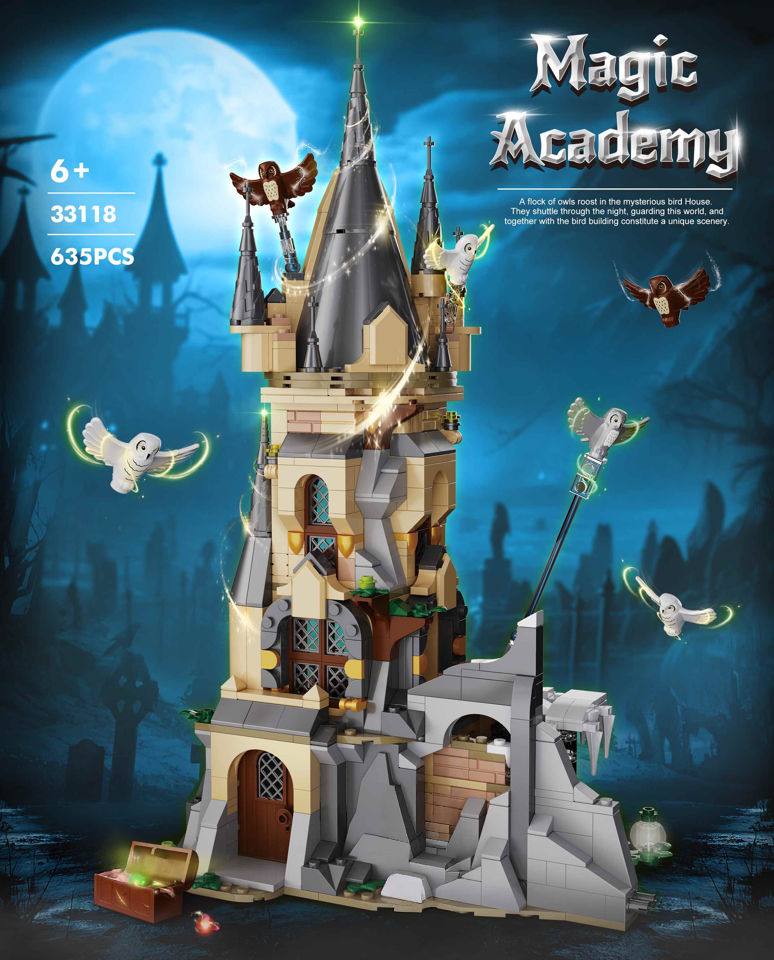 Kids Education Academy - Blok Bangunan Kastil Akademi Sihir 635Pcs