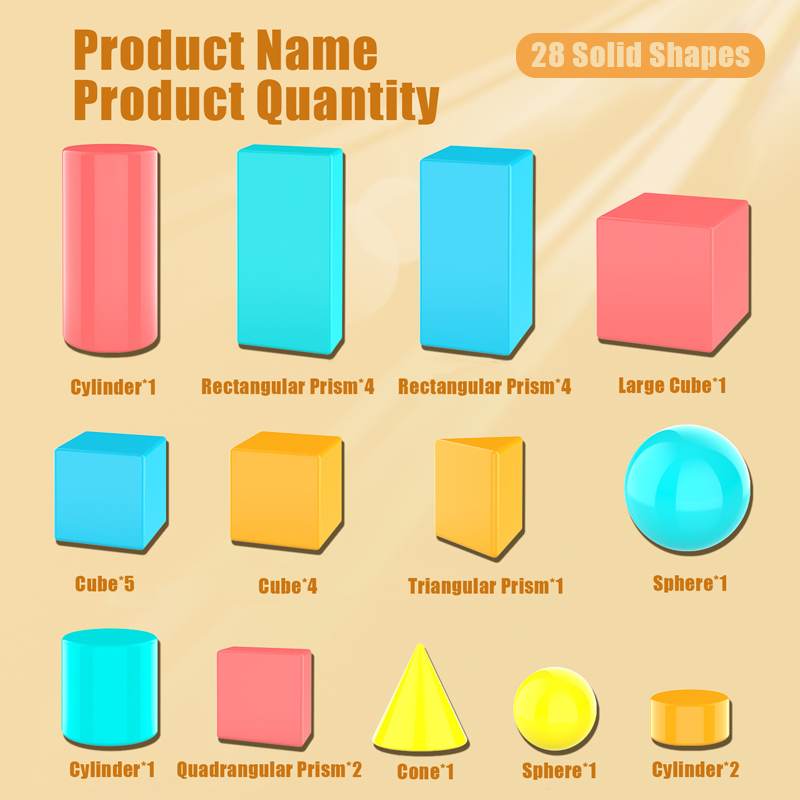 28/36PCS Bentuk Geometris 3D,  - Math Manipulative Set ulasan dan harga