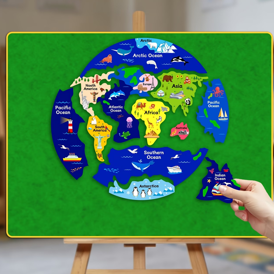 Peta Dunia Anak-Anak dari Kain - Puzzle Map World ulasan dan harga